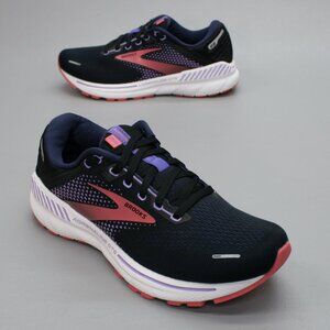 Brooks Ladies 9 D Wide Adrenaline GTS 22 Black Purple Running Gym Shoes Sneakers